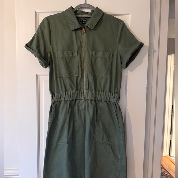 Reimagined by J. Crew Olive Utility Dress Cotton Blend Sz 6 - Picture 4 of 8